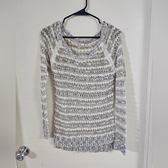 Striped Gray and White Women's Sweater - Picture 1 of 5